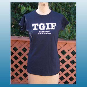 New black ladies shirt "TGIF" size Large 8-10